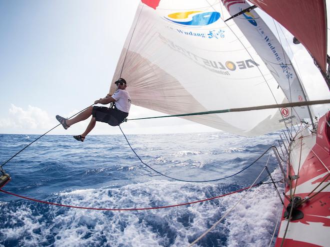 Eric Peron hanging out on Dongfeng © Sam Greenfield / Volvo Ocean Race